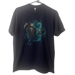 Death Shirt Men Large Blue Skeleton Lightweight Casual Nightmare‎ Horror Scary